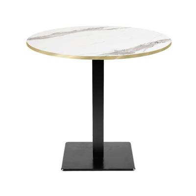 Round Table Ø 70 Cm - Model Milan White Marble Brass Edges