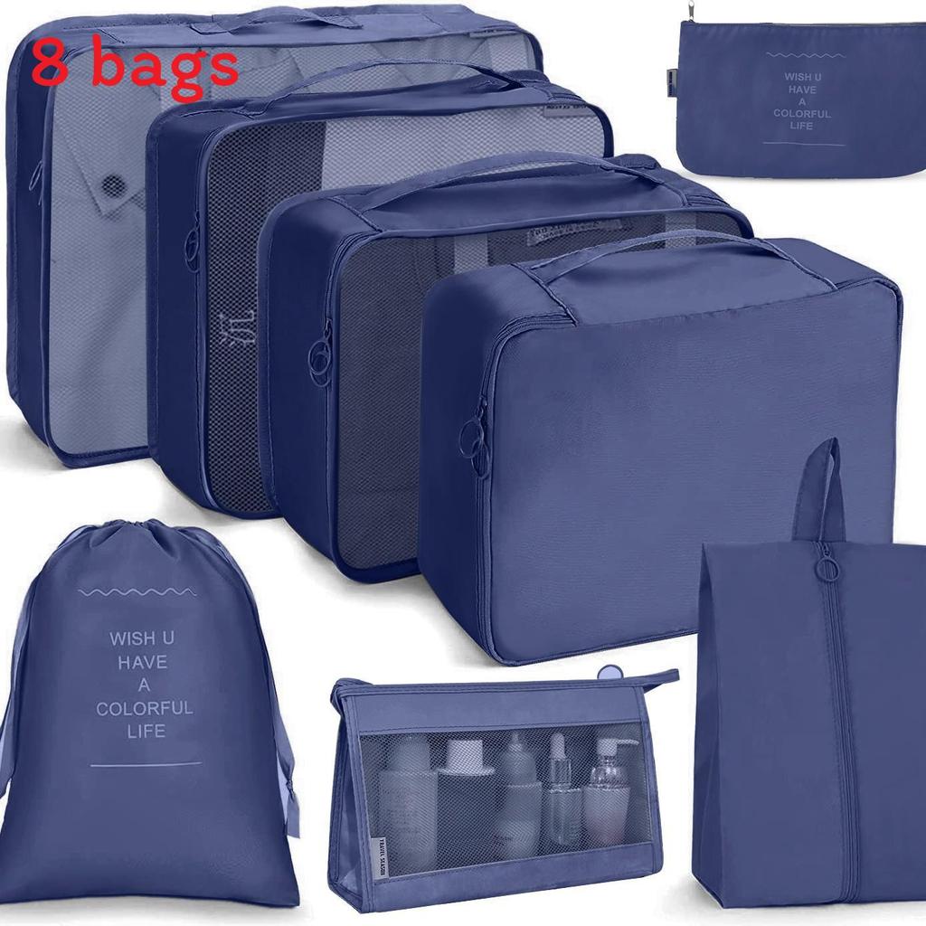 

Travel Organizer Bag Set With Polyester Fabric For Clothing And Toiletries Packing DarkBlue