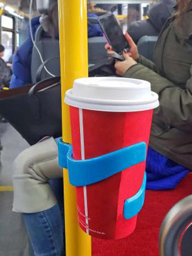 Universal Coffee Beverage Cup Mount Stand Portable Subway Cup Holder Adjustable Cup Holder Clip for Subway Bus Bicycle