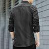 Men Shirt Formal Single-breasted Stripe Turn-down Collar Business Shirt for Work