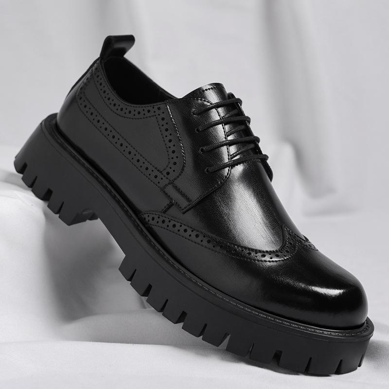 Leather shoes men's 2025 new autumn fashion men's casual Brock British casual wedding groom shoes