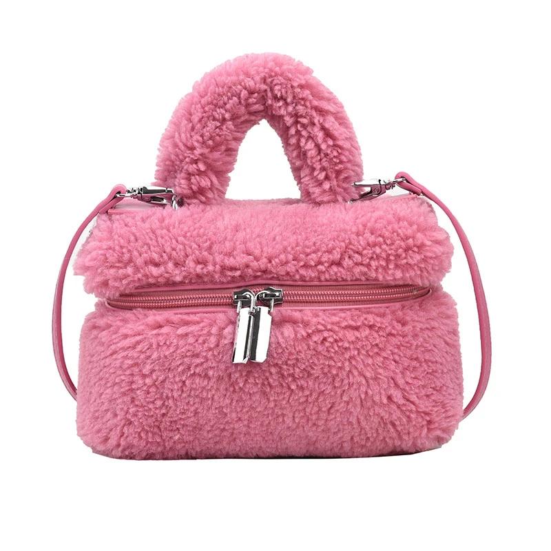 

Light Luxury Solid Color Versatile Zipper Women s Handbag for Women Sweet Plush Velvet Sweet Shoulder Bags