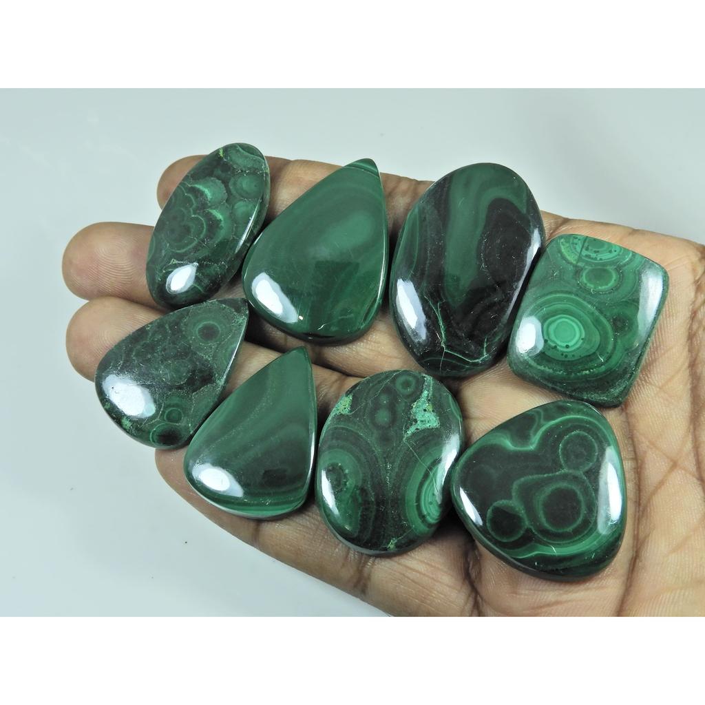 355Cts. Green Malachite Mix Cabochon Loose Natural Gemstone 08 Pcs Lot C-3093