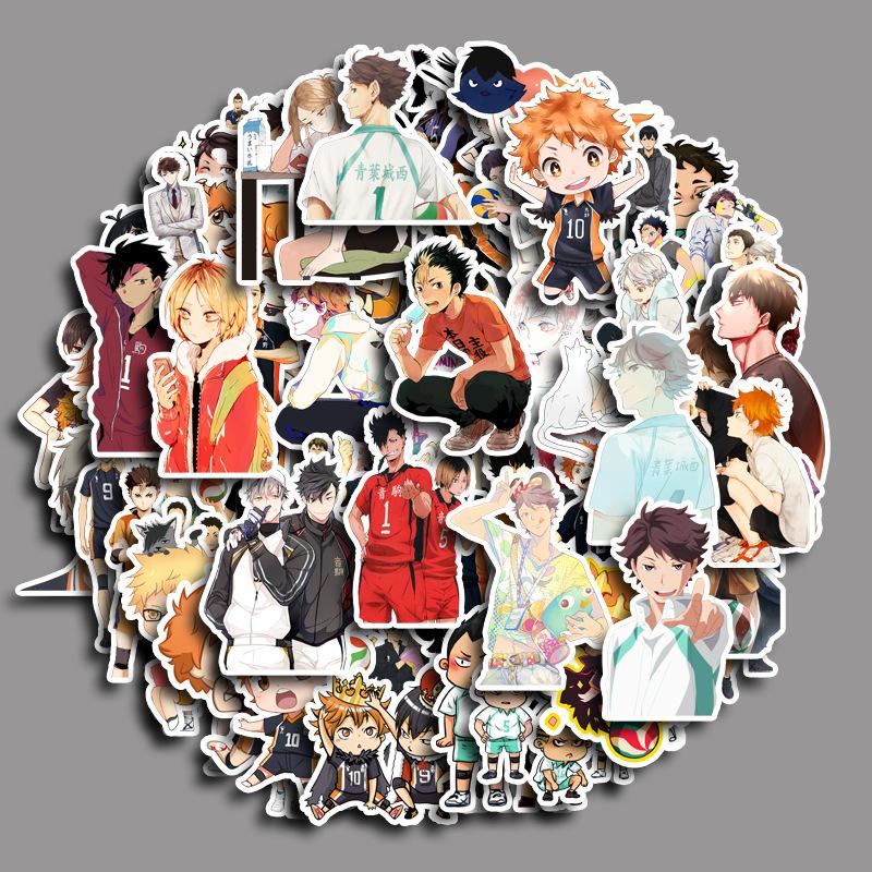 Haikyuu!! Anime Character Sticker Set - 52 Decorative Journal and Water Bottle Stickers