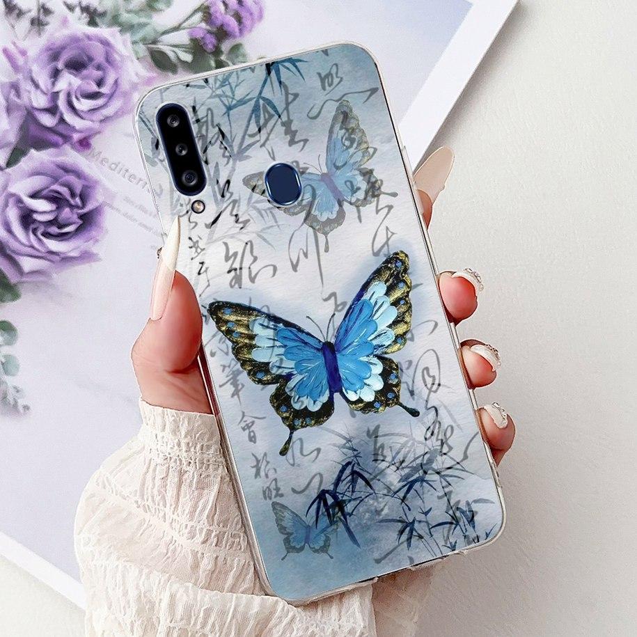 Case For Samsung Galaxy A20 A20e A20s Cover Fashion Flower Butterfly Soft Silicone Clear Bumper For Samsung A30 A 30 A 20 Covers