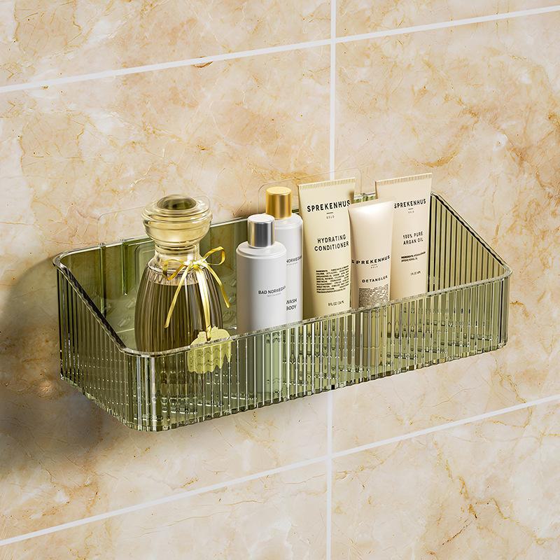 Punch-Free Wall-Mounted Bathroom Rack: Rust-Proof, Moisture-Resistant Storage for Toiletries