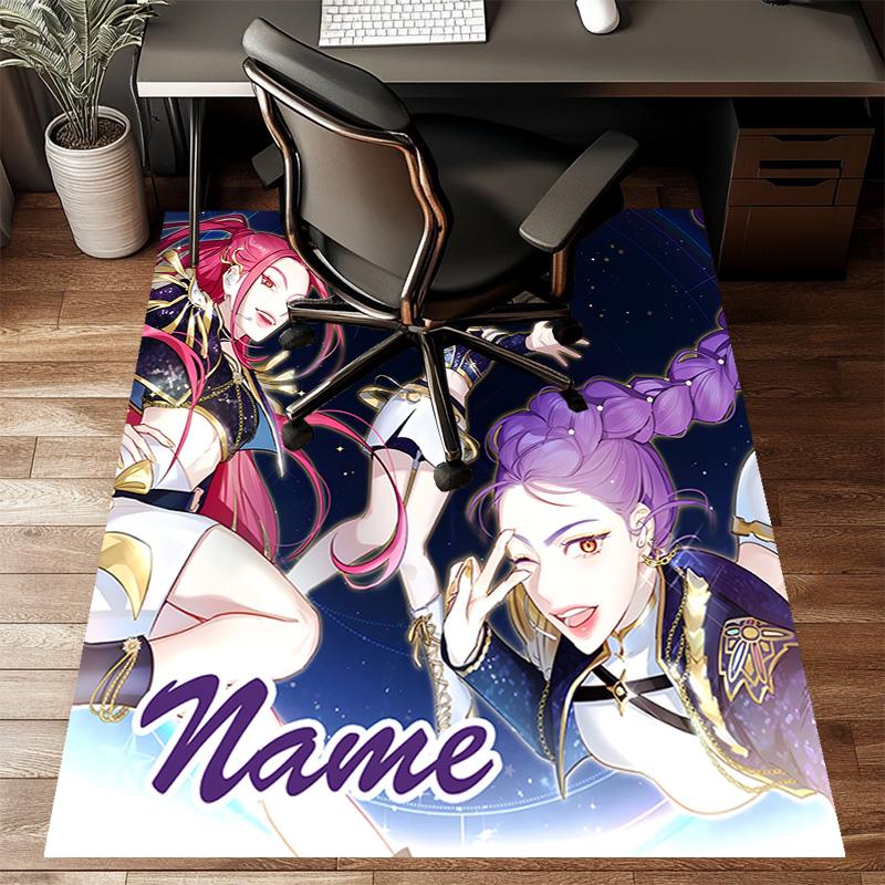 Custom KPop Demon Hunters Mat Personalized Name, Polyester Washable Indoor Entryway Rug, Gift for Christmas, Easter, Thanksgiving Day