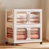2-Layer Multifunction Storage Cabinet Dustproof Foldable Closet Large Capacity Clothes Wardrobe for Books Clothes Small Gadgets