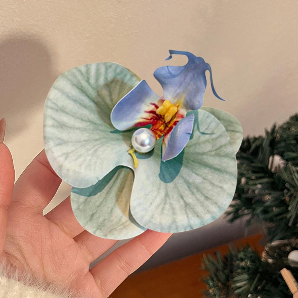 Sweet Gradient Pinkl Green Orchid Flower Hairpins For Women Korean Pearl Duckbill Clip Seaside Wedding Photo Hair Tool