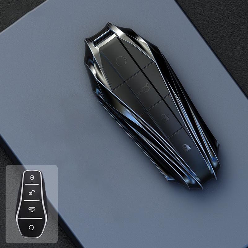 Key Case Cover for BYD Song Plus Atto 3 Han EV Tang DM Qin Seal Dolphin Leather Metal Remote Fob Holder Keychain Car Accessories