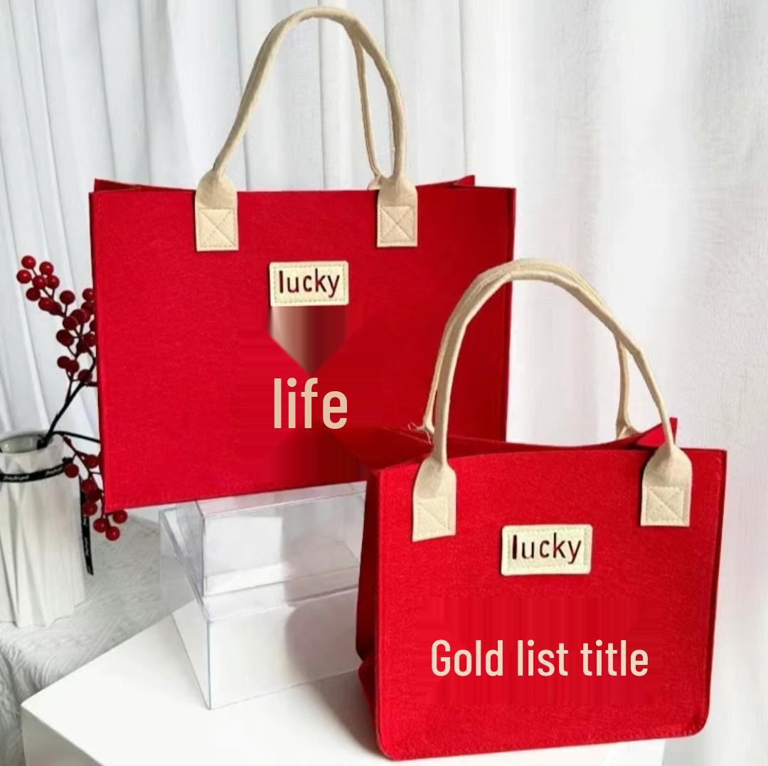 Lucky Birthday Banquet Golden Felt Tote Bag - Creative Corporate Gift Box Felt Fabric
