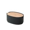 (Ideaco) Small Tabletop Storage Box with Lid, 18cm (W) X 12cm (D) X 8cm (H), Oval Box S Low, Stone Sand Black