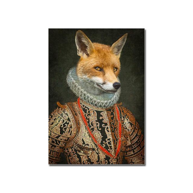 Vintage Flamingo Lion Panda Stag Panther Tiger Canvas Painting Animal Portrait Poster Print Renaissance Wall Picture Home Decor No Frame