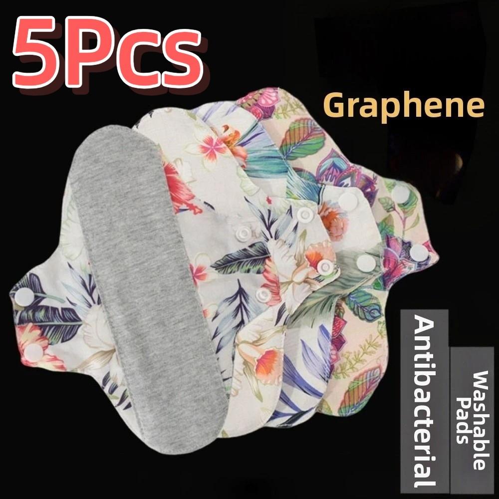 5Pcs 23CM Reusable Sanitary Pads Graphene Menstrual Cloth Pads Diaper Panty Liner  Lady Care