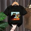 Van Gogh Cat Graphic T Shirts Boysgirls Flower Black Cat Tshirt Round Neck Short Sleeve Trendy Tee  Kawaii Kids Clothing