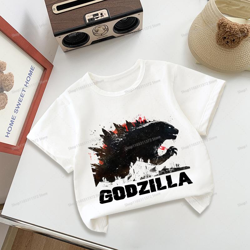 Godzillas Tshirt Round Neck Short Sleeve Sportwear Fashion Summer Boys Girls Clothes Birthday Tops Hip Hop Outdoor Wear Gifts