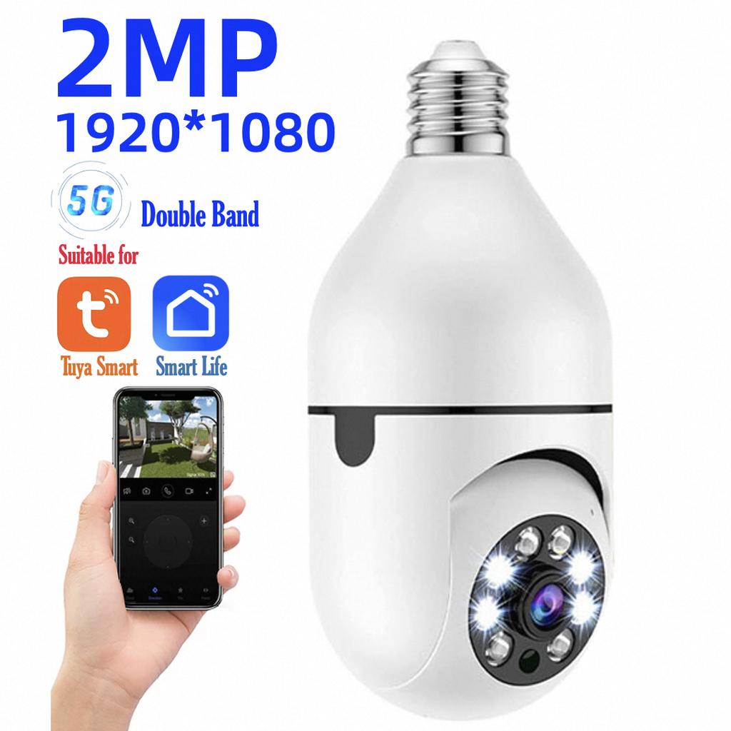 Tuya 3MP/2MP 5G Dual-band Bulb Camera Automatically Tracks Bidirectional Audio Indoor Full Color Night E27 IP Camera Smart Home