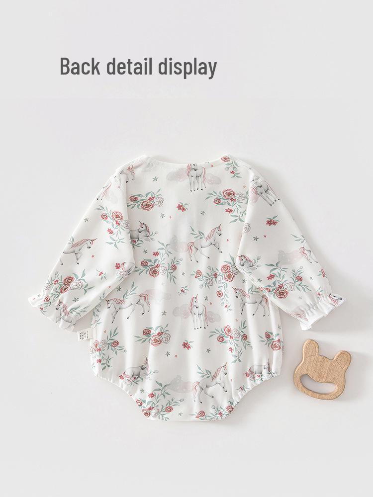 Pure Cotton Newborn Baby Girl Onesie - Spring & Autumn Triangle Bodysuit