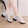 XIHAHA Casual Women Net Surface Dance Shoes Girls High Heel Dancing Shoes Ladies Outdoor Modern Jazz Square Dance Shoes