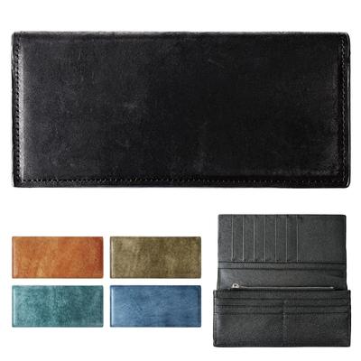 Portefeuille Bifold Tendance Yamagishi en Cuir, Cuir Véritable, Portefeuille Long, Fentes pour Cartes, Porte-Monnaie, Compartiment à Billets, WL-D2-02, Noir, pour Hommes et Femmes