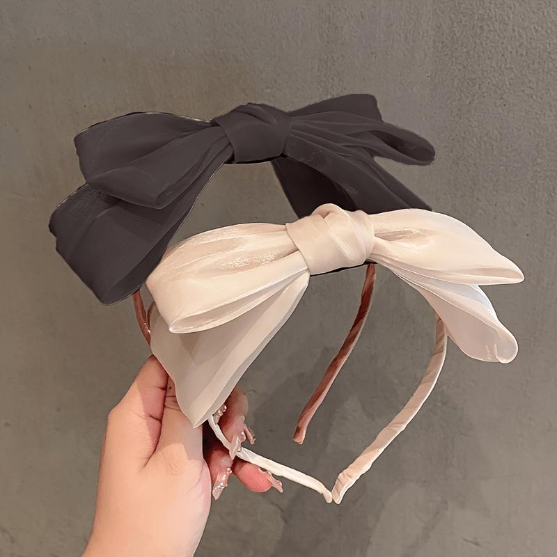 Double Layer Oversized Bow Headband for Ladies | Elegant Solid Color Simple Versatile Shopping Party Hair Clip