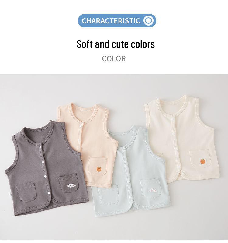 Newborn Unisex Sleeveless Knit Vest - Thick Shu Velvet for Spring, Autumn, Winter