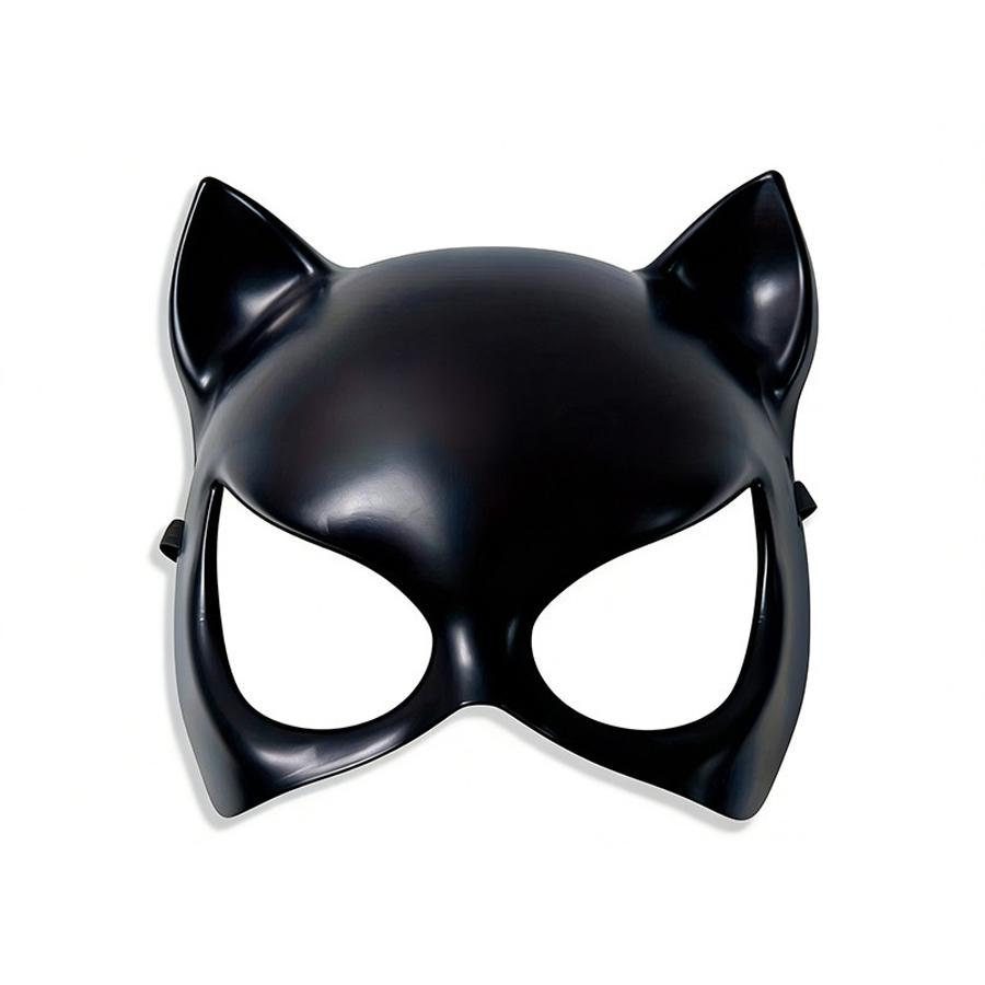 Black Cat Woman Half Face Mask, Cat Ear Masquerade Mask, Halloween Cosplay Party Costume Mask for Women