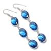 Natural Swiss Blue Topaz Gemstone 925 Sterling Silver Earring 3.03" R5I91
