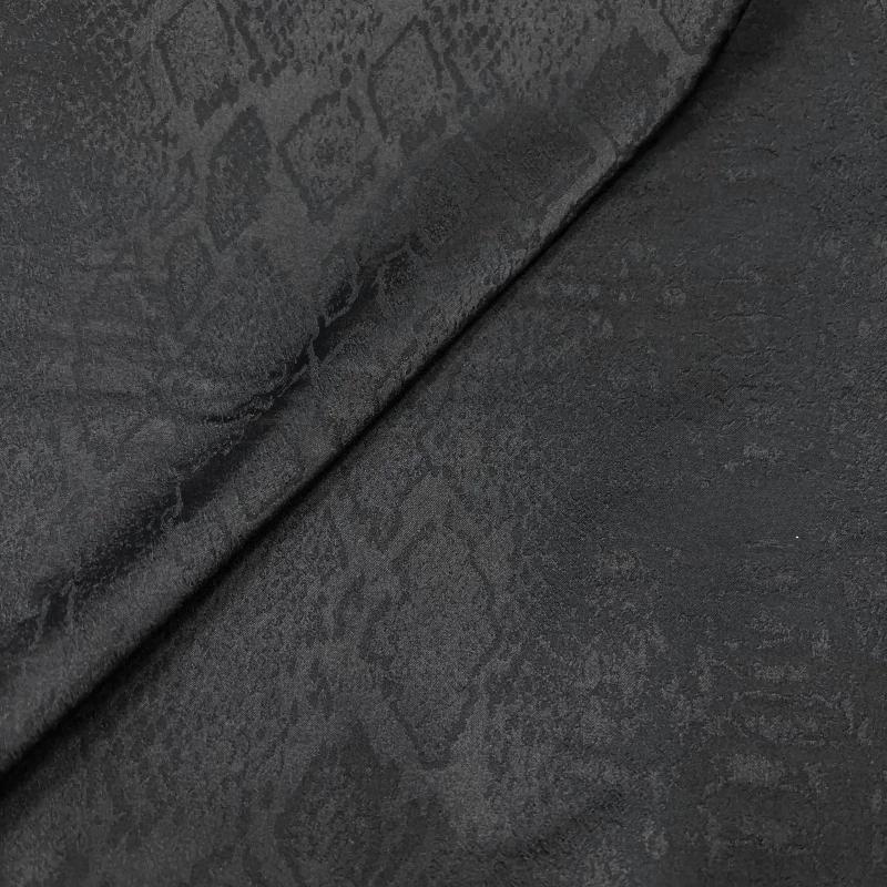 100x145cm Jacquard Drape Anti-wrinkle Fabric Pure Black Python Pattern Faux Silk Satin Fabric DIY Cheongsam Halter Dress