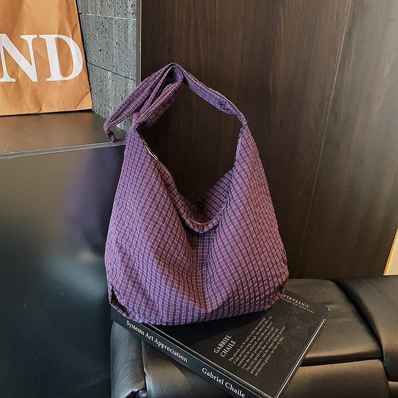 Women's Large Shoulder Bag Lightweight Check Commuter Tote Bag