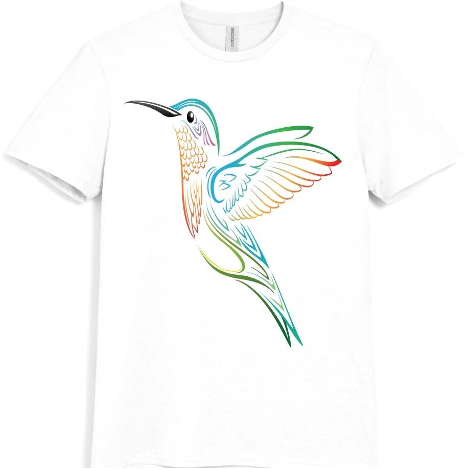Hummingbird T Shirt Floral Bird Graphic Tee Colorful Nature Garden Lover Top S