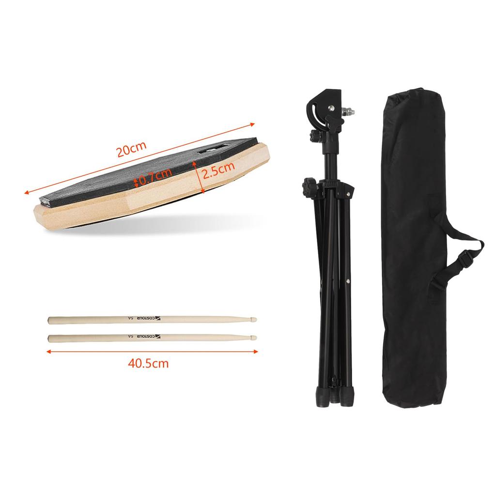 Aleawol 8-inch Rubber Drum Practice Pad with Stand, 5A Drumsticks, and Storage Bag, Adjustable Height 55cm-90cm, Sound-Absorbing, High-Rebound,