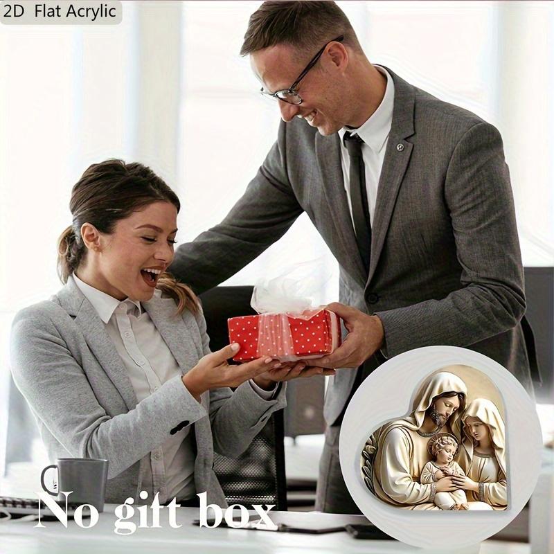 1pc Nativity Scene Acrylic Square Decorative Item - 2D Flat Design with Mary, Joseph & Youngsters, Ideal for Home & Office Desk, Christian Gift 