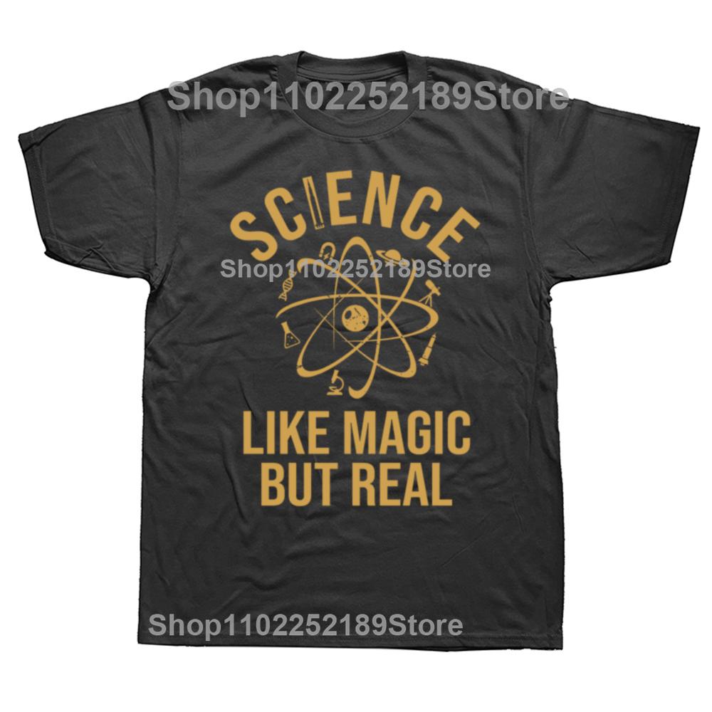 Mens Science Like Magic But Real Tshirt Funny Nerdy Teacher Hipster Hip Hop Casual Loose Man Tshirt Comfort Breathe Y2k Soft Tee