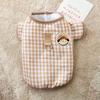 Cat clothes, autumn and winter, Japan and Korea, simple plaid can be pulled, cotton-padded clothes, puppies, dogs, two feet, pet cat clothes