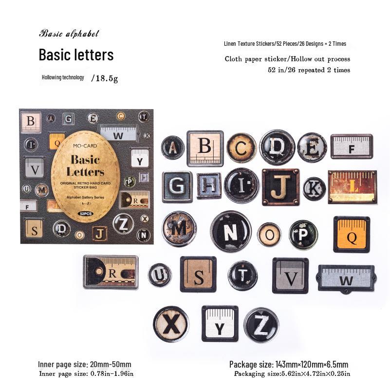 Amerykańskie Retro Materiały do Dziennika Naklejki: Czcionka z wielkimi literami alfabetu angielskiego
