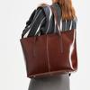 Genuine Leather Tote Bag Women Vintage Cowhide Shoulder Bag Laptop Office Work Commuter Shopper Luxury Handbags