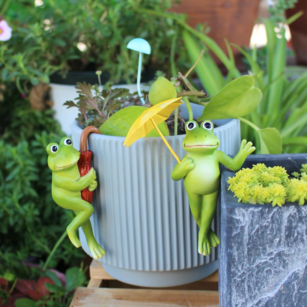 2-piece set of frog holding umbrella, creative garden bonsai decoration pendant, home DIY pet pendant