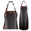 Waterproof PU Leather Hanging Neck Apron - Oil-Proof BBQ & Barista Style