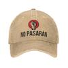 Vintage No Pasaran Antifaschistisch Widerstand Baseballkappe Unisex Used Gewaschen Sonnenkappe Spanisch Nicht Vorbei Outdoor Weiche Kappen Hut