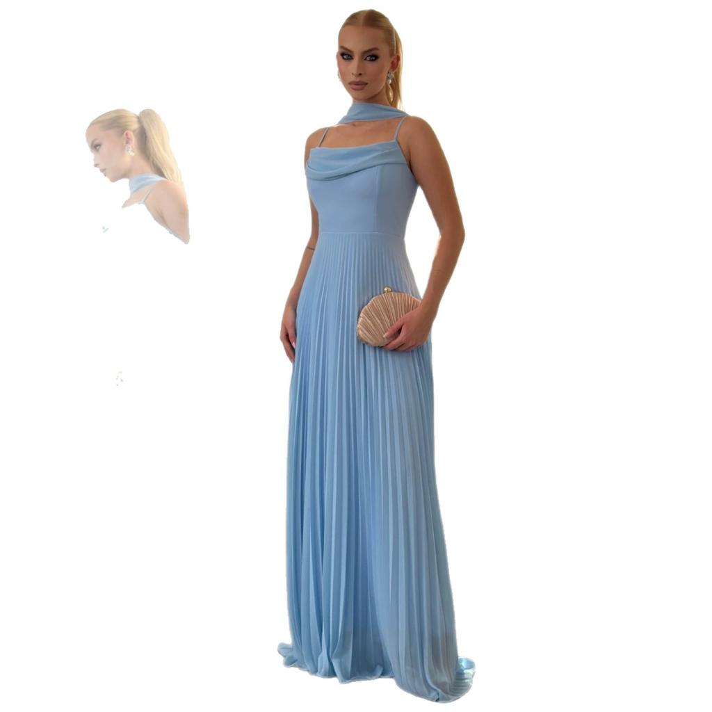 European and American women's clothing spring and summer new streamer sleeveless dress A-shaped pendulum suspender dress