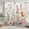 2pcs Rtic Floral Curtains with Green Leaf Design   Rod Pocket for Easy Hanging   Vibrant Wildflower Botanical Print for Bedroom