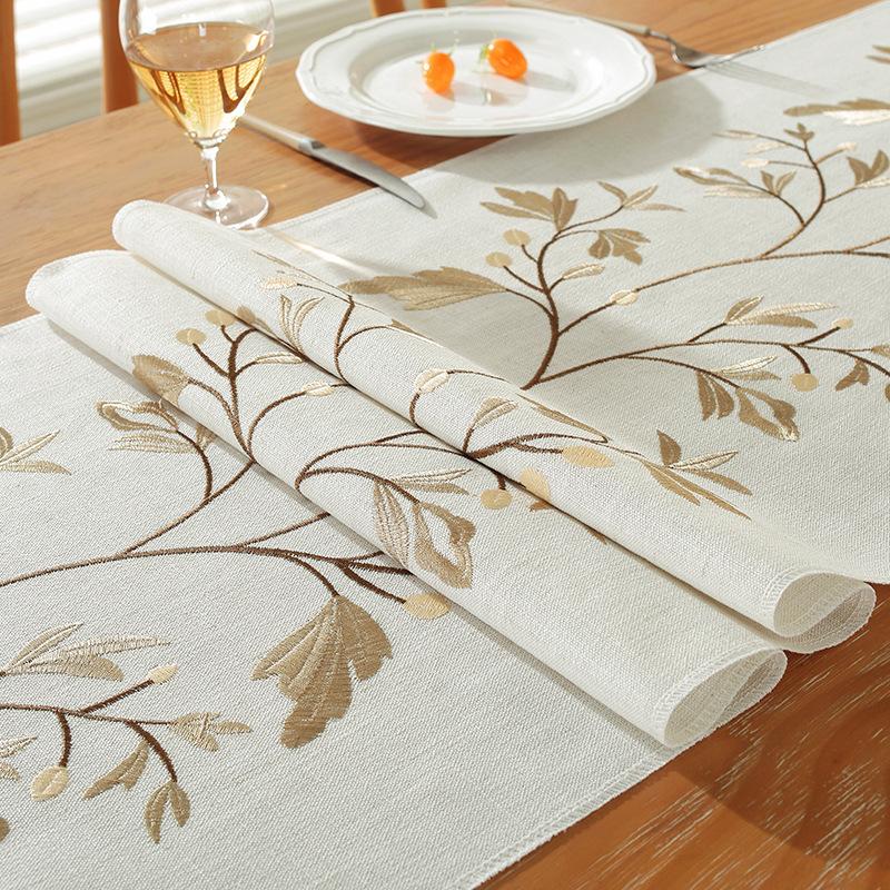 Embroidery Table Flag Linen Table Cloth Tassel Coffee Table Table Runner Home Long Table Decoration Cloth Rustic Style Table Flag Sideboard