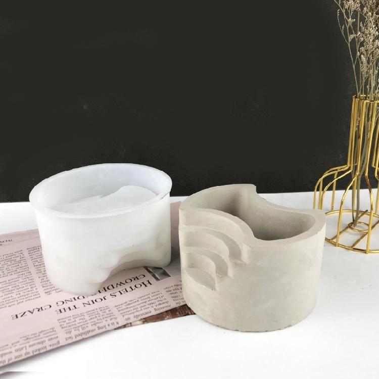 Stampo per Vaso da Fiori in Silicone Stampo per Piantine Succulente Stampo in Cemento e Gesso Stampo Rotondo in Cemento di Cemento per Portapenne Fai da Te, Decorazioni per la Casa