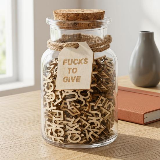 Glass Gift Jar 200 Pcs Pieces Gift Jar Wooden Cutout Letter for Office Desk Home Decor