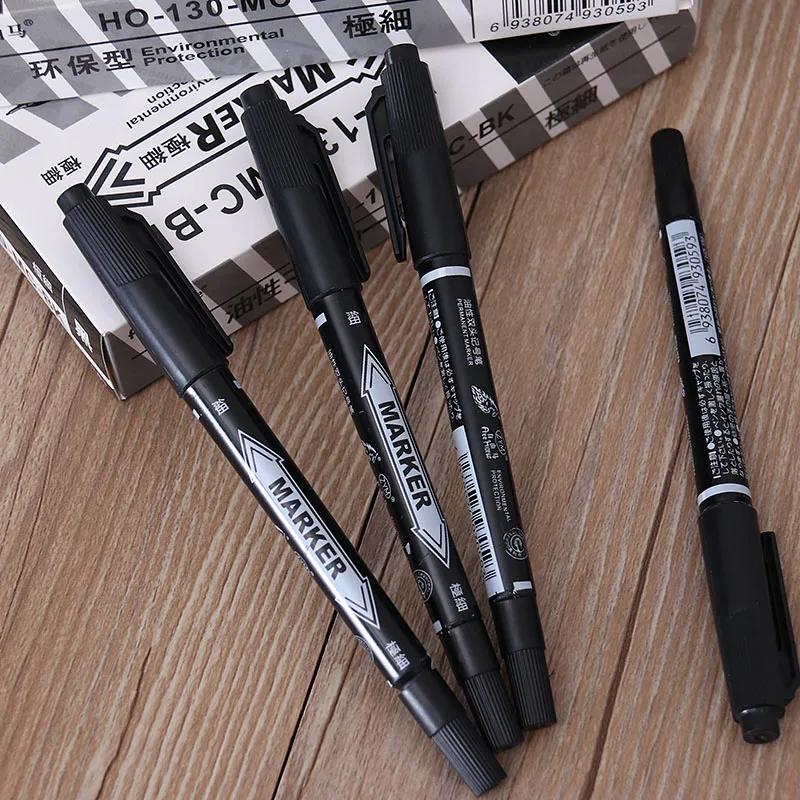 5pcs Oil Marker Pens Marker Pens Double Headed Oily Marker Pens Black Blue Red Art Markers School Supplies and Office Stationery
