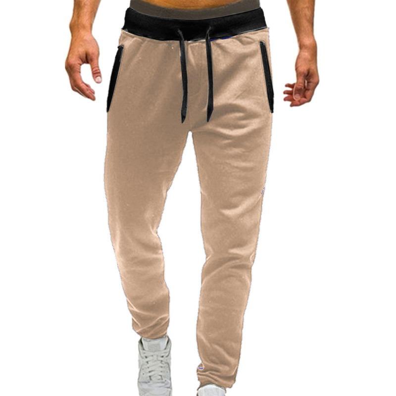 Men's Contrast Panel Joggers Drawstring Waist Casual Sports Sweatpants Straight Pants