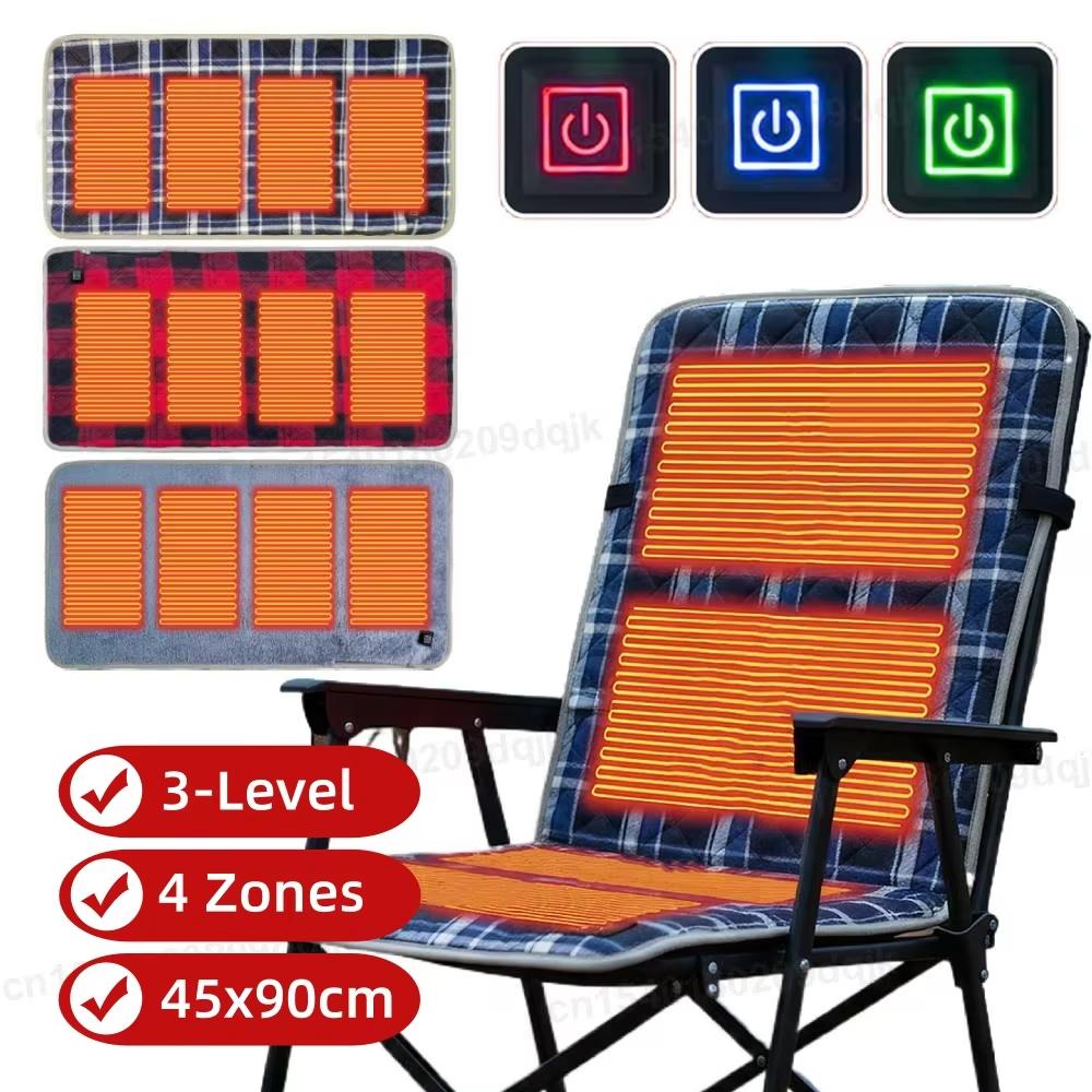 5V USB Foldable Heating Cushion 3-Level Temperature Foldable Heated Seat Pad Power Bank Not Included for Office/Home Outdoor
