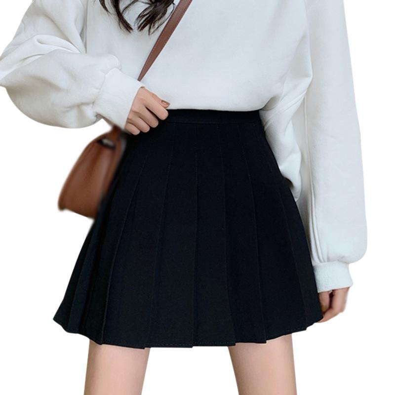 Плиссированная юбка. Тонкая антибликовая юбка в студенческом стиле. Тоньше студенческая женская юбка. M