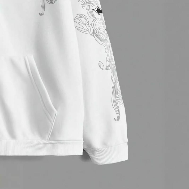 Womens Oversized Hooded Zip-Up Sweatshirt With Cross Print Casual Streetwear Loose Fit Long Sleeve